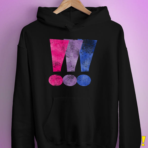 Bisexual Pride Exclamation Points Hoodie - Black