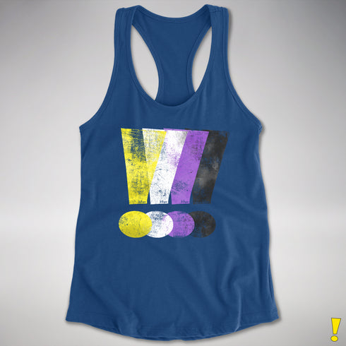 Nonbinary Pride Grunge Exclamation Points Racerback Tank - Royal