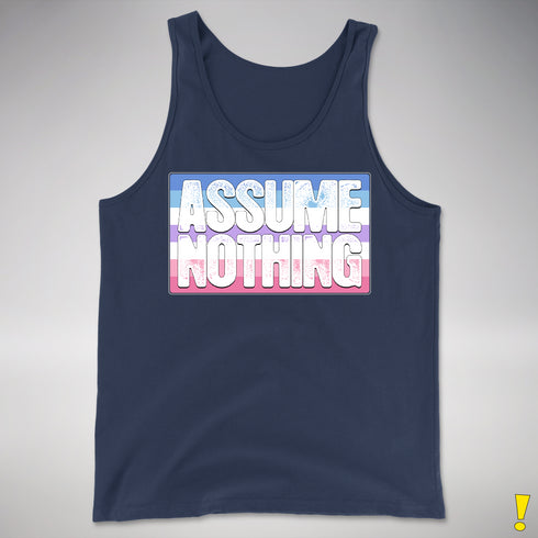 Assume Nothing Bigender Pride Flag Premium Tank Top - Navy