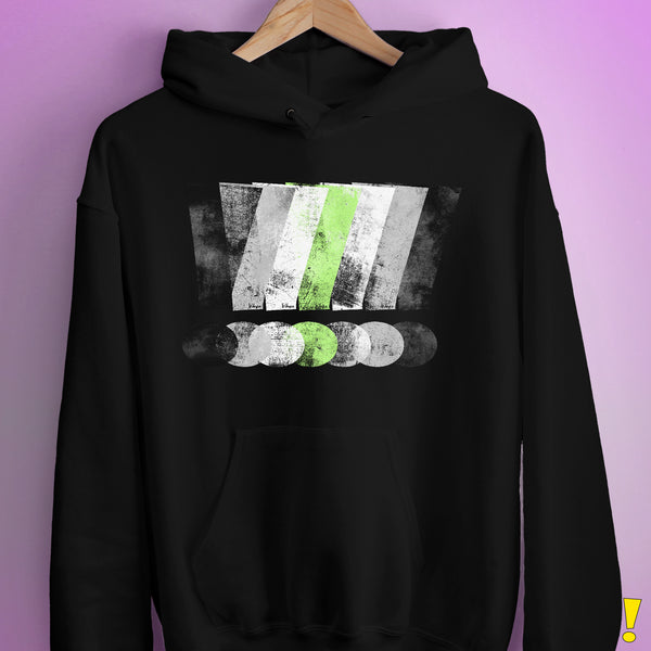 Agender Pride Grunge Exclamation Points Hoodie - Black