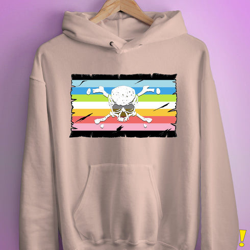 Queer Pride Pirate Flag Hoodie - Light Pink