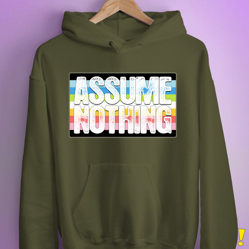 Assume Nothing Queer Pride Flag Hoodie - Army