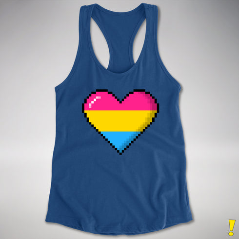 Pansexual Pride 8-Bit Pixel Heart Racerback Tank - Royal