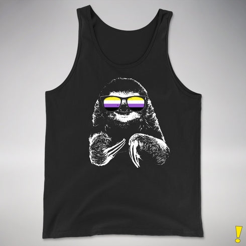 Pride Sloth Nonbinary Flag Sunglasses Premium Tank Top - Black