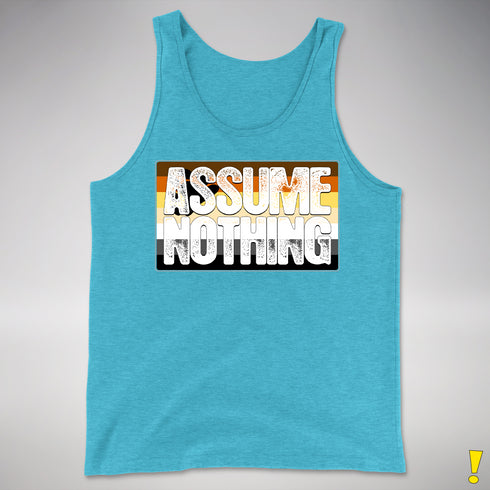 Assume Nothing Bear Pride Flag Premium Tank Top - Aqua Triblend