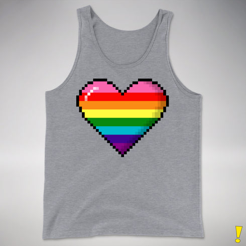 Gilbert Baker Original LGBTQ Gay Rainbow Pride Pixel Heart - Grey Heather