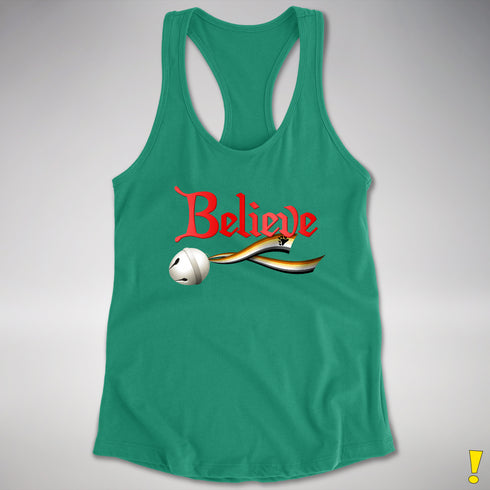 Believe Bear Pride Jingle Bell Racerback Tank - Kelly Green