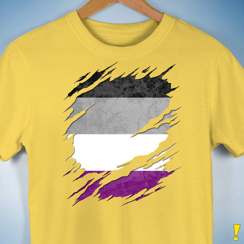 Asexual Pride Flag Ripped Reveal Premium Unisex T-Shirt - Yellow