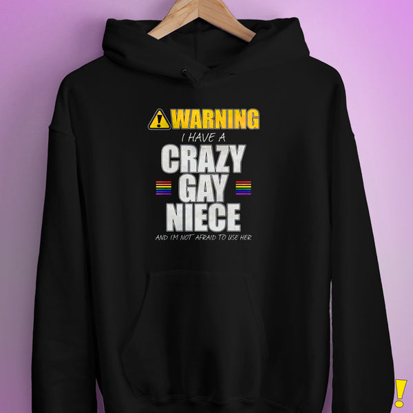 Warning I Have a Crazy Gay Niece Hoodie - Black