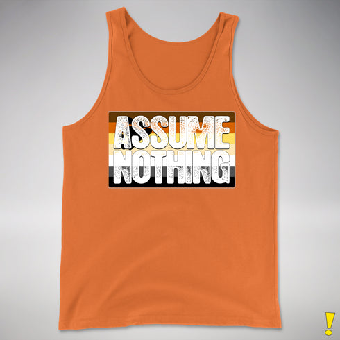 Assume Nothing Bear Pride Flag Premium Tank Top - Orange