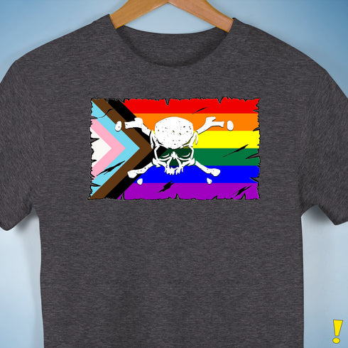 LGBTQ Progress Pride Pirate Flag Premium Unisex T-Shirt - Dark Grey Heather
