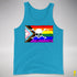 LGBTQ Progress Pride Pirate Flag Premium Tank Top - Neon Blue