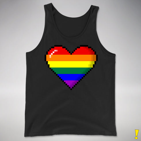 LGBTQ Pride Pixel Heart Premium Tank Top - Black
