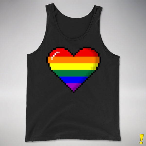 LGBTQ Pride Pixel Heart Premium Tank Top - Black