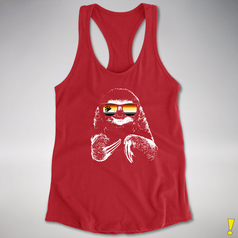 Pride Sloth Bear Pride Flag Sunglasses Women's Racerback Tank - Red