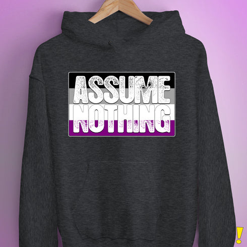 Assume Nothing Asexual Pride Flag Hoodie - Dark Grey Heather
