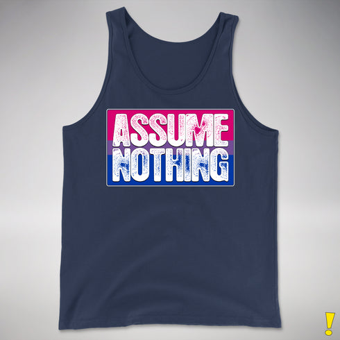 Assume Nothing Bisexual Pride Flag Premium Tank Top - Navy