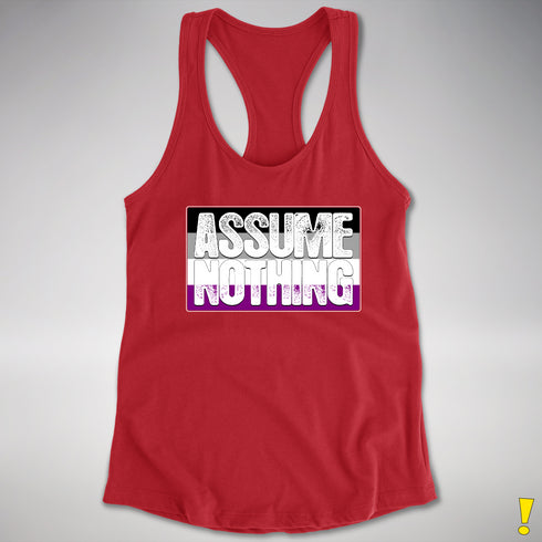 Assume Nothing Asexual Pride Flag Racerback Tank - Red
