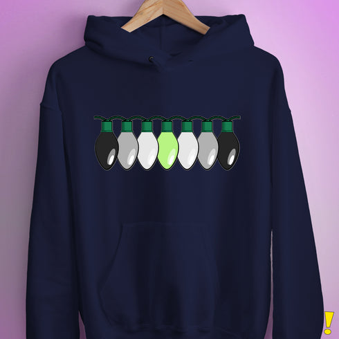 Agender Pride Christmas Lights Hoodie - Navy