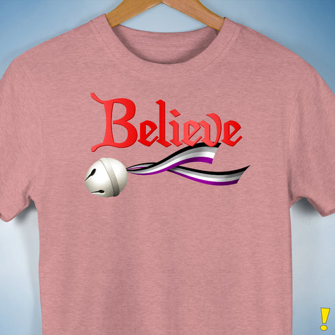 Believe Asexual Pride Jingle Bell Premium Unisex T-Shirt - Mauve Heather