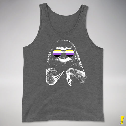 Pride Sloth Nonbinary Flag Sunglasses Premium Tank Top - Deep Heather