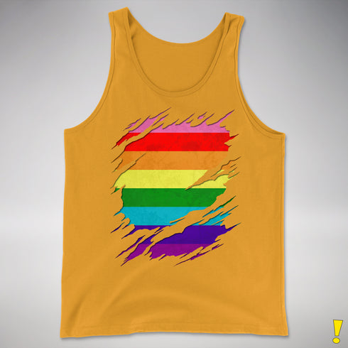Original Gilbert Baker LGBTQ Gay Pride Flag Ripped Reveal Premium - Gold