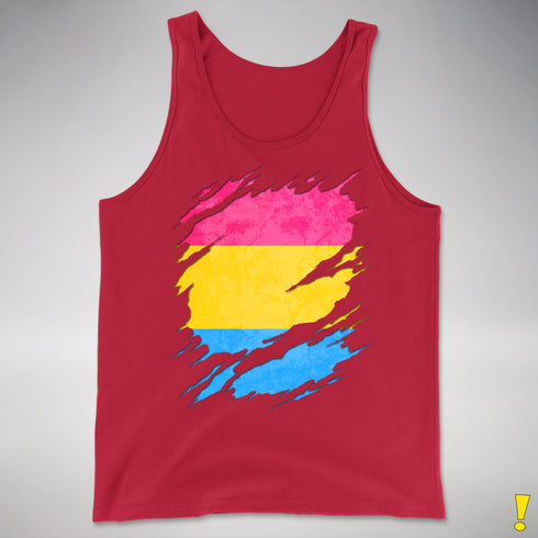 Pansexual Pride Flag Ripped Reveal Premium Tank Top - Red