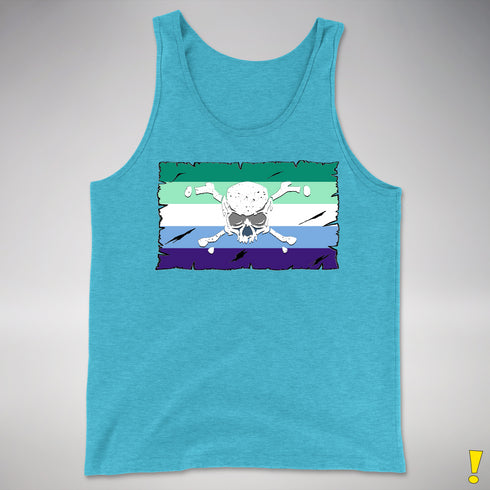 Gay Male Pride Pirate Flag Premium Tank Top - Aqua Triblend