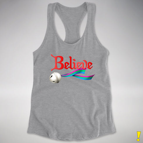 Believe Polysexual Pride Jingle Bell Racerback Tank - Heather Grey