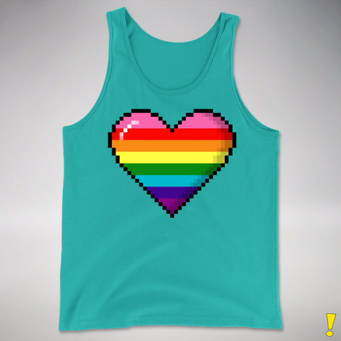 Gilbert Baker Original LGBTQ Gay Rainbow Pride 8-Bit Pixel Heart - Teal