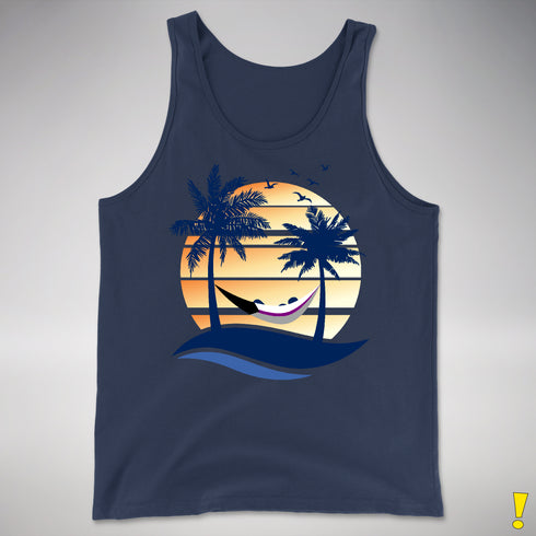 Demisexual Pride Hammock Summer Beach Sunset Premium Tank Top - Navy