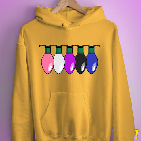 Genderfluid Pride Christmas Lights Hoodie - Mustard