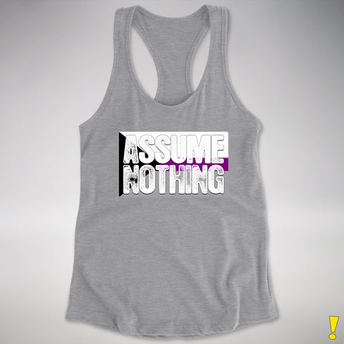 Assume Nothing Demisexual Pride Flag Racerback Tank - Heather Grey