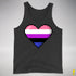 Genderfluid Pride 8-Bit Pixel Heart Premium Tank Top - Charcoal Triblend