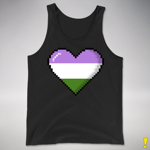 Genderqueer Pride Pixel Heart Premium Tank Top - Black