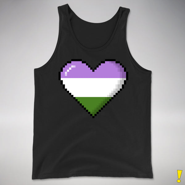 Genderqueer Pride Pixel Heart Premium Tank Top - Black