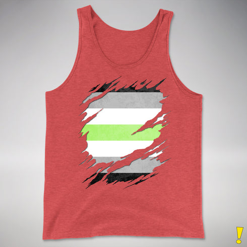 Agender Pride Flag Ripped Reveal Premium Tank Top - Red Triblend
