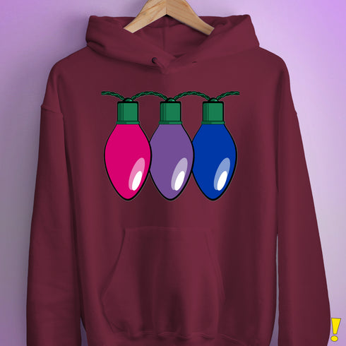 Bisexual Pride Christmas Lights Hoodie - Maroon
