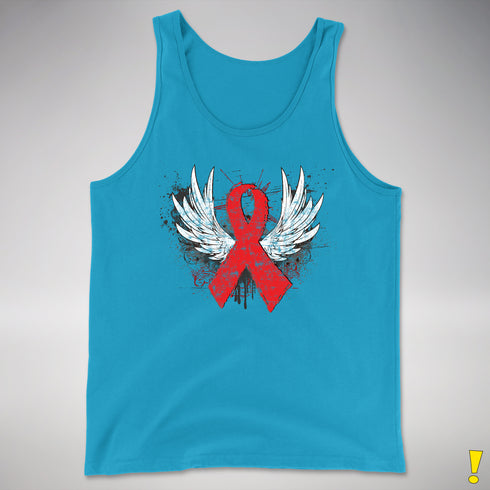 Winged Red Ribbon - World AIDS Day Premium Tank Top - Neon Blue