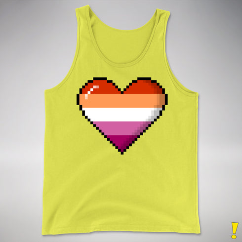 Lesbian Pride 8-Bit Pixel Heart Premium Tank Top - Neon Yellow