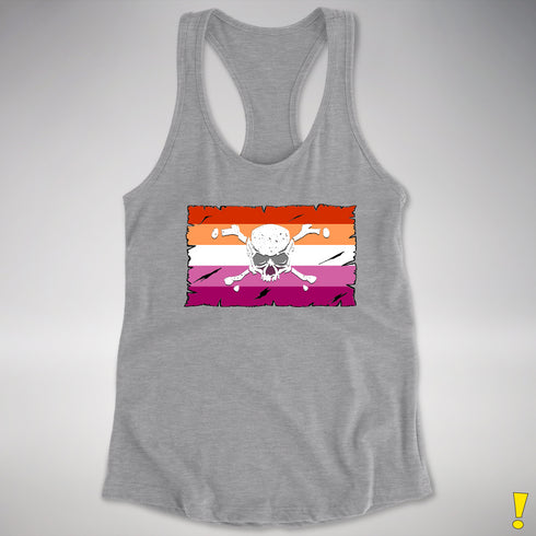 Lesbian Pride Pirate Flag Racerback Tank - Heather Grey