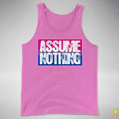 Assume Nothing Bisexual Pride Flag Premium Tank Top - Neon Pink