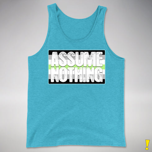 Assume Nothing Agender Pride Flag Premium Tank Top - Aqua Triblend