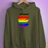 Philly LGBTQ Gay Pride Flag Ripped Reveal Hoodie - Army