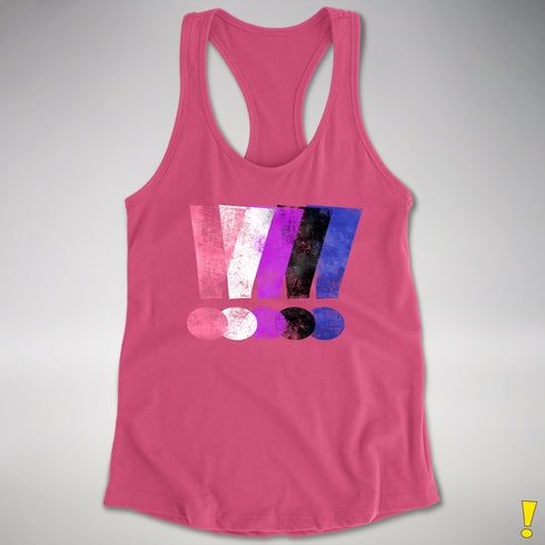 Genderfluid Pride Grunge Exclamation Points Racerback Tank - Hot Pink