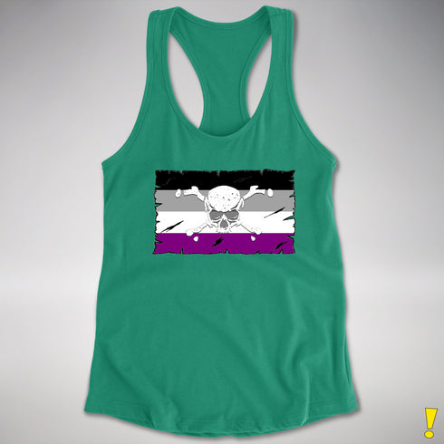Asexual Pride Pirate Flag Racerback Tank - Kelly Green