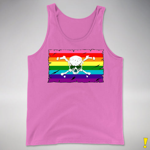 Gilbert Baker LGBTQ Pride Pirate Flag Premium Tank Top - Neon Pink