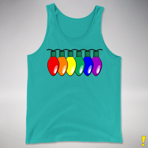 LGBTQ Pride Christmas Lights Premium Tank Top - Teal