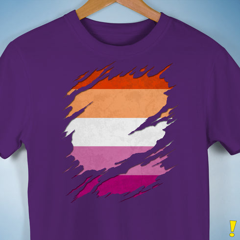 Lesbian Pride Flag Ripped Reveal Premium Unisex T-Shirt - Purple
