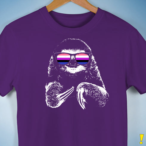 Pride Sloth Genderfluid Flag Sunglasses Premium Unisex T-Shirt - Purple